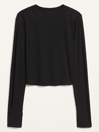 UltraLite Long-Sleeve Crew-Neck Ribbed Cropped Top for Women | Old Navy (US)