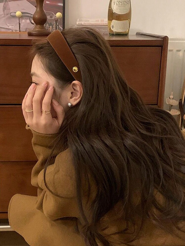 1pc Button Velvet Headband, Cute, Casual, Elegant, Simple, Suitable For Outdoor Hair Accessories, Headwear, Face Washing, Hair Pressure, Hair Hairpin, Daily Wear,Hairband,Hair Hoop Headbands ,Head Piece | SHEIN