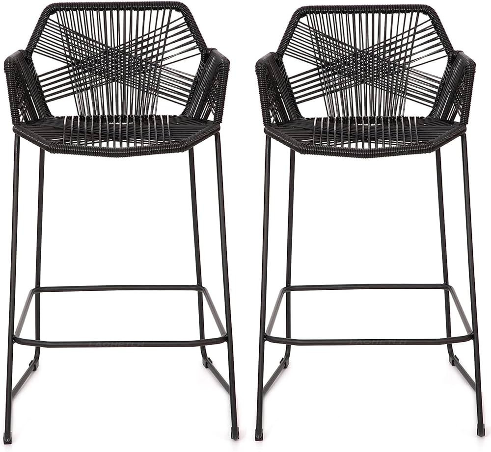 Counter Height Bar Stools Set of 2, Rattan Bar Chairs Modern Barstools 25.6inch Woven Counter Sto... | Amazon (US)
