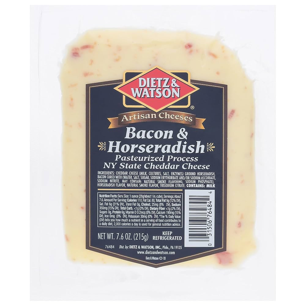 Dietz & Watson Bacon & Horseradish Cheddar Cheese Wedge, 7.6 oz | Amazon (US)