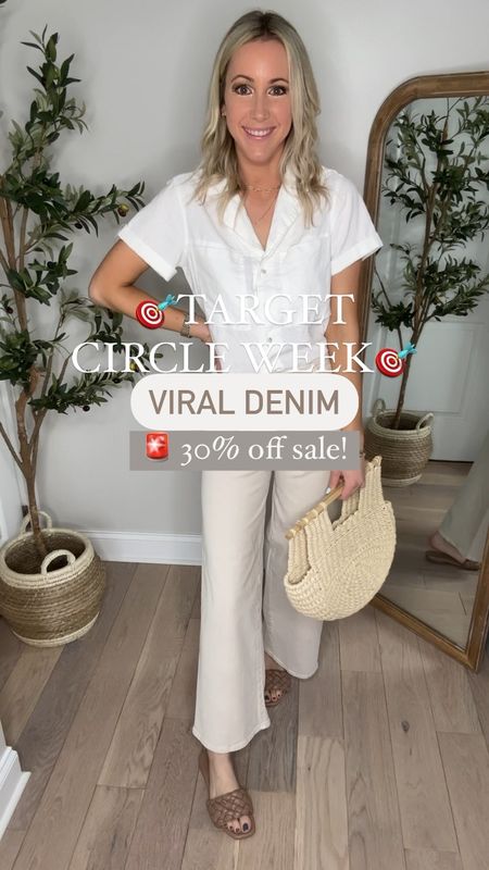 Target Viral Denim🚨30% off sale! Loving this neutral spring outfit for spring! These pieces are so versatile and the perfect closet staples! The linen top is available in 5 colors, wearing xs, fit tts. The high rise wide leg ankle jeans are available in 7 washes, fit tts! Sell out risk-RUN!

Target top, Target tee, Target outfit, Target look, Target jeans, Target pants, neutral top, neutral pants, casual look, casual outfit 

#LTKsalealert #LTKxTarget #LTKfindsunder50