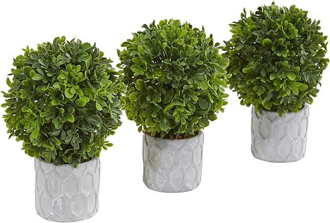Nearly Natural 9in. Boxwood Artificial Mini Topiary (Set of 3) | Amazon (US)