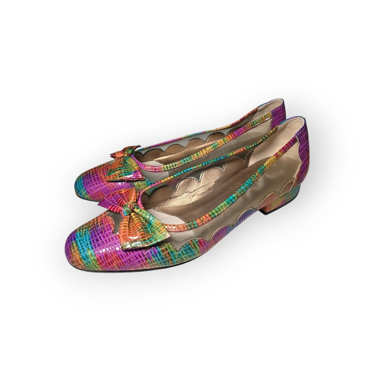 Vaneli Women’s Size 8 Rainbow Leather Flats Mesh Bow Detail Slip On Vero Cuoio | eBay US