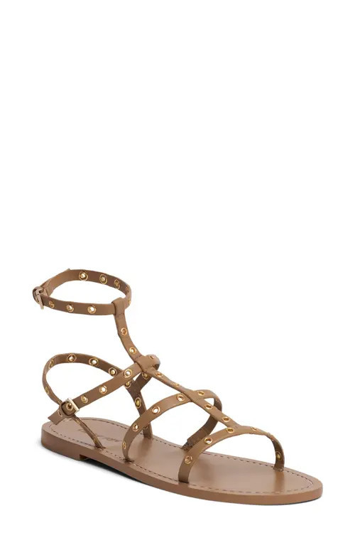 Cinq à Sept Ariella Studded Cage Sandal in Brown Sugar at Nordstrom, Size 37.5 | Nordstrom
