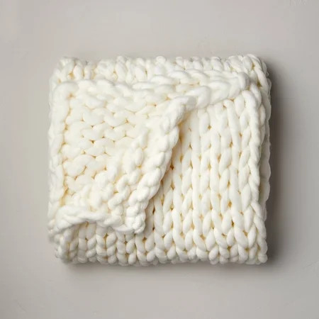 50 x70 Oversized Chunky Hand Knit Decorative Bed Throw White - Casaluna | Walmart (US)