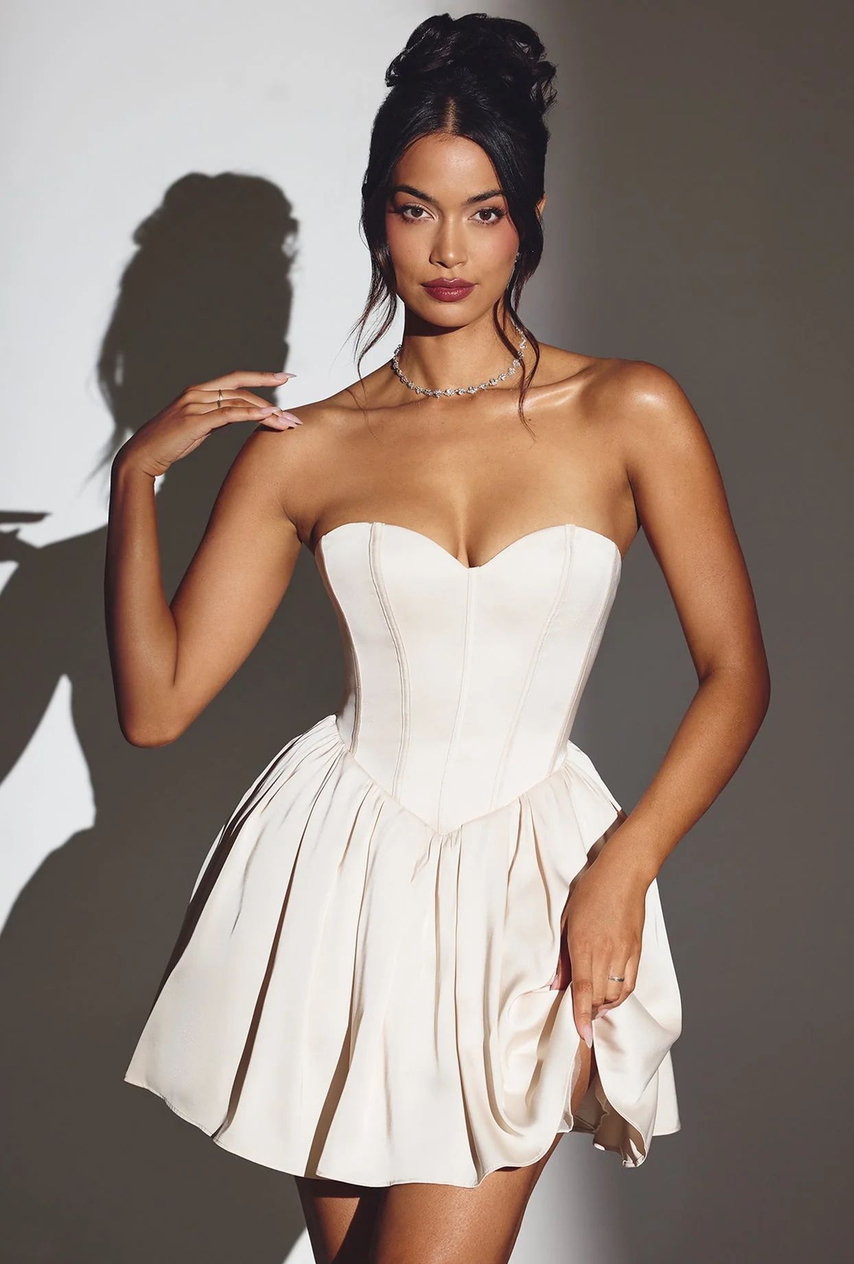 Corset Tulle Mini Dress in Ivory | Oh Polly