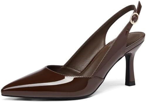 Rilista Women's Slingback Kitten Heels Closed Pointed Toe Wedding Party Dress Pumps Shoes | Amazon (US)