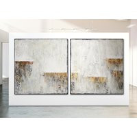 Diptyx Abstract Painting Beige, Blue, & Gold Minimalist Canvas Art | Etsy (US)