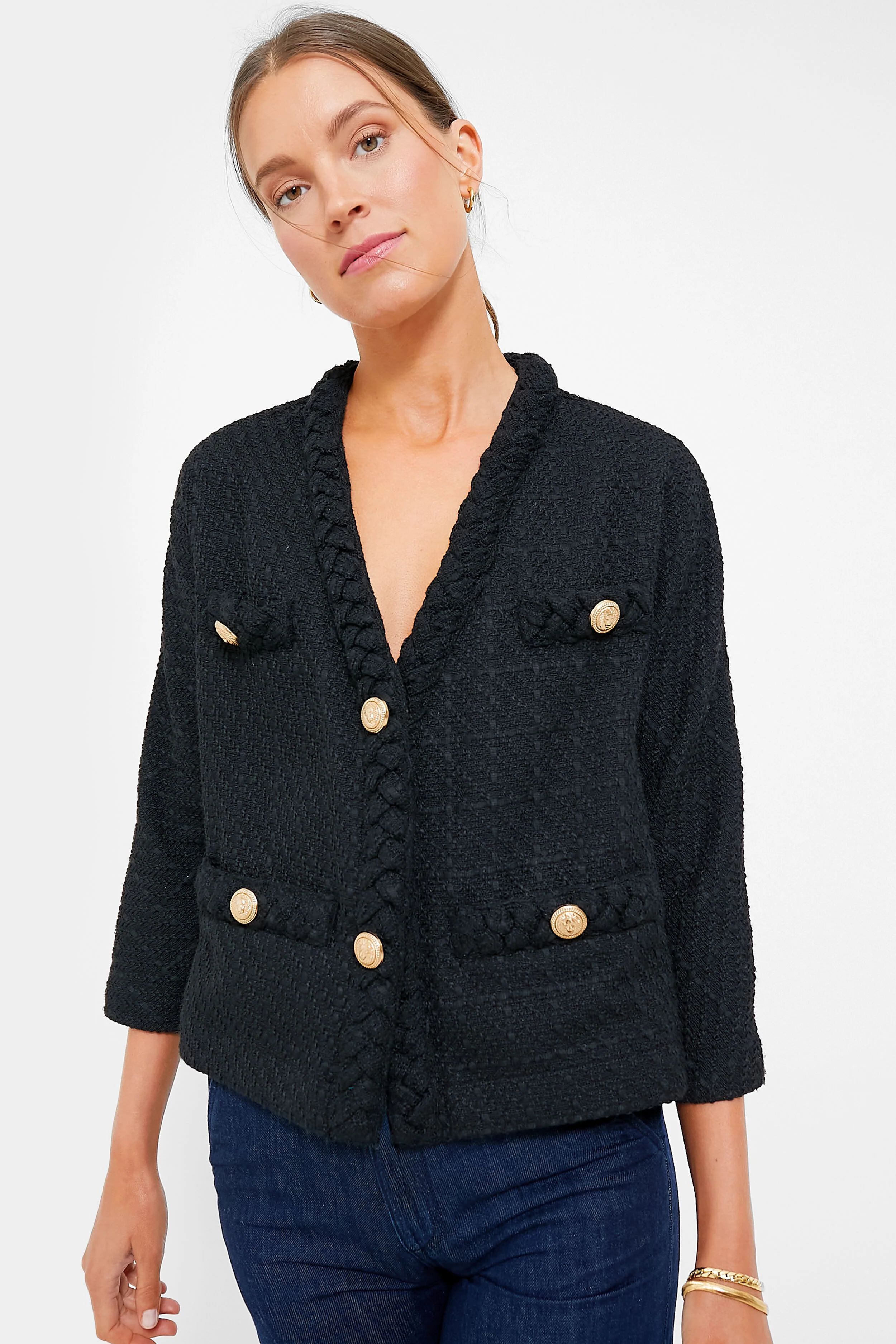 Black Clodagh Tweed Jacket | Tuckernuck (US)