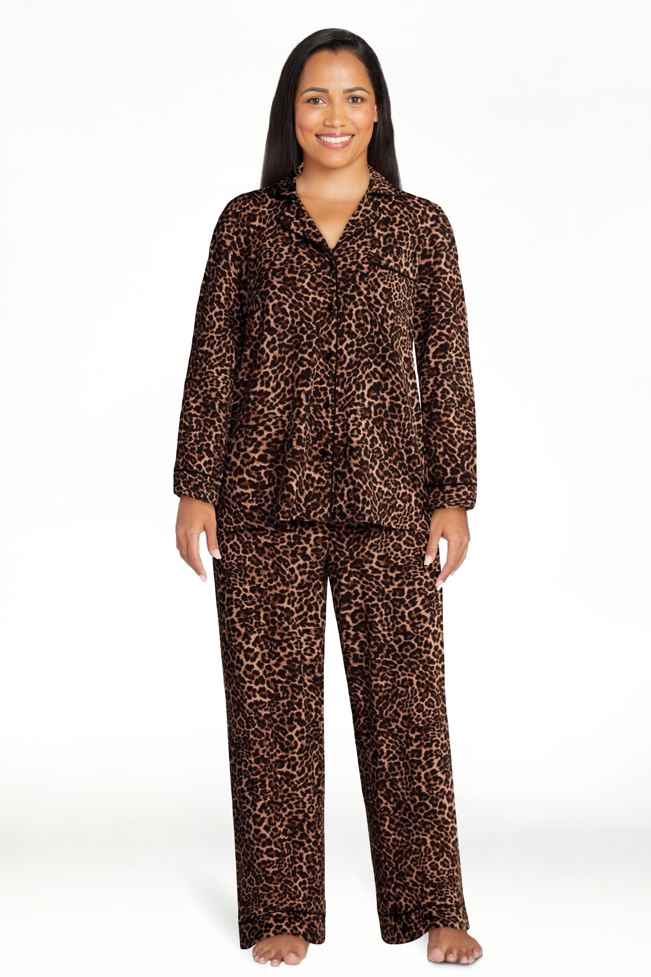 Joyspun Women’s Dreamy Soft Collection Long Sleeve Top and Pants Pajama Set, Sizes XS-4X | Walmart (US)
