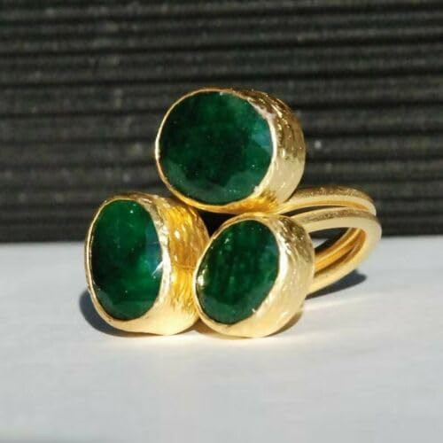 Wedding Gold Emerald Crystal Giant Vintage 18-Karat Ring - Cocktail Oval Rhinestone Jewelry for W... | Amazon (US)