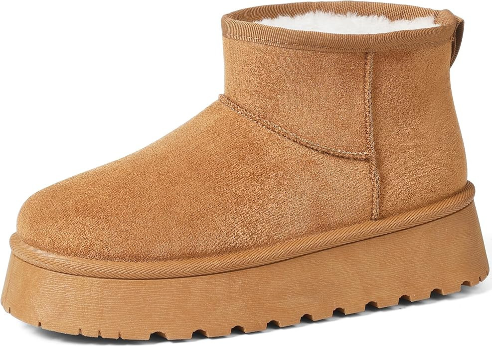 Kalstage Classic Platform Mini Snow Boots for Women Suede Ankle Boots Winter Boots with Cozy Fur-... | Amazon (US)