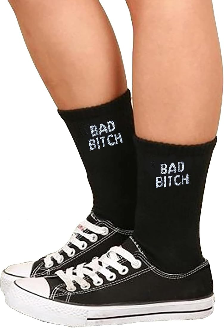 Coshang FUCK OFF Swear Word Curse Printed Stockings Novelty Crew Socks Funny Men Tube Stocking Gi... | Amazon (US)