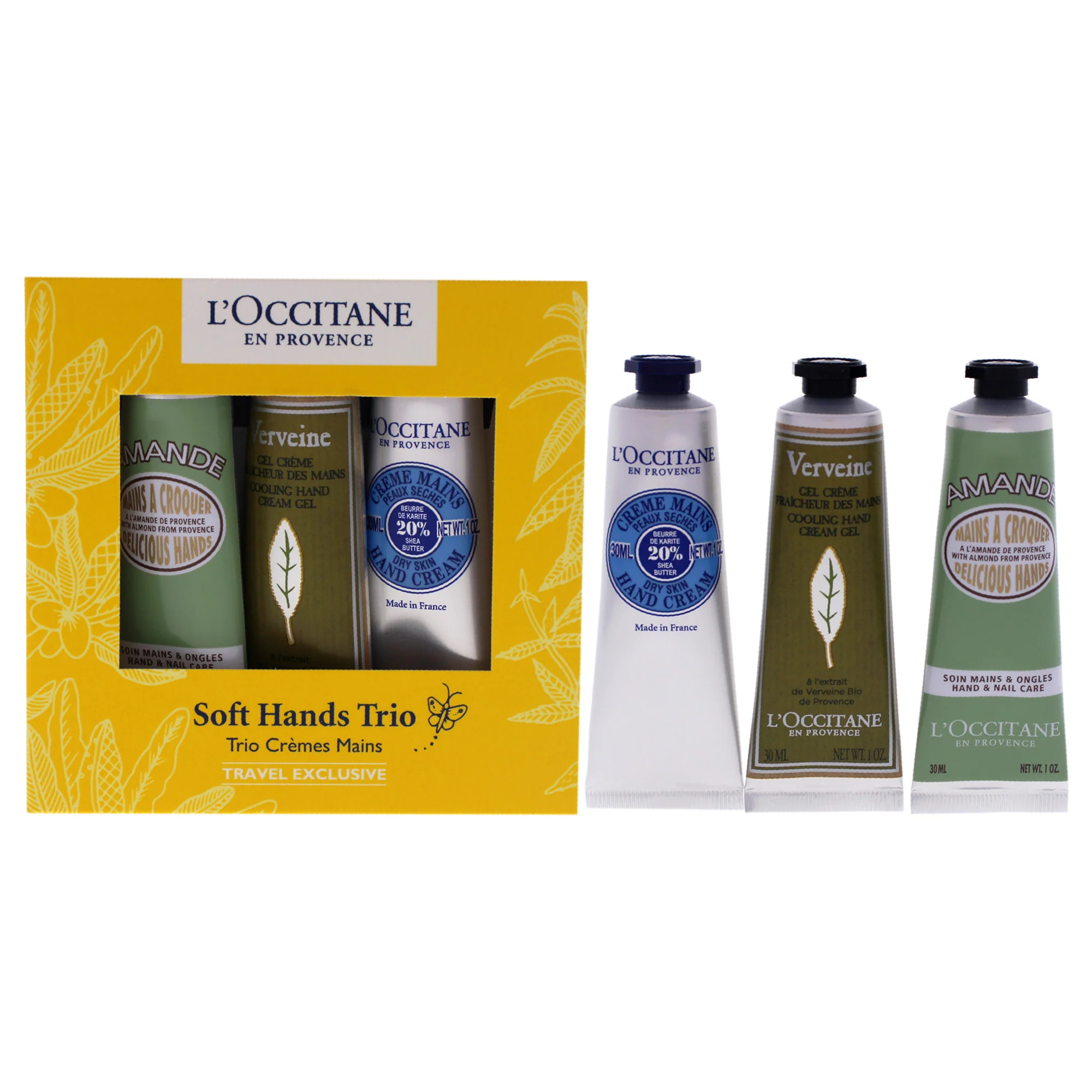 Soft Hands Trio by LOccitane for Women - 3 Pc 1oz Amande Delicious Hands, 1oz Shea Dry Skin Hand Cream, 1oz Verveine Cooling Hand Cream Gel | Shop Simon