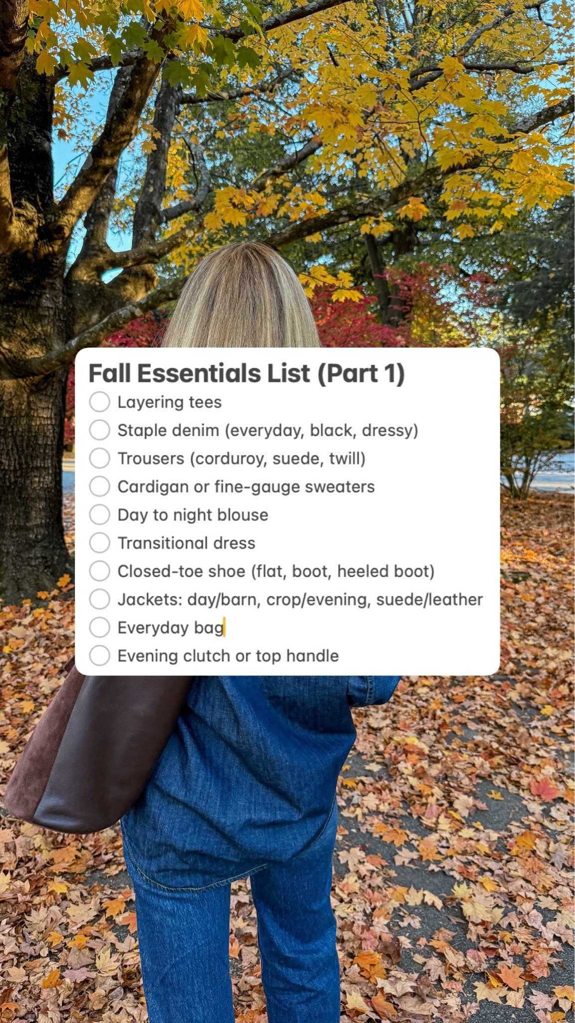 Fall essentials for the first six weeks of the season! 🍂🤎 Part two coming soon with heavier coats, heavier knitwear, and holiday dressing in mind
