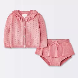 Baby Girls' Cardigan Sweater and Skirt Set - Cloud Island\u2122 Rose Pink Newborn | Target