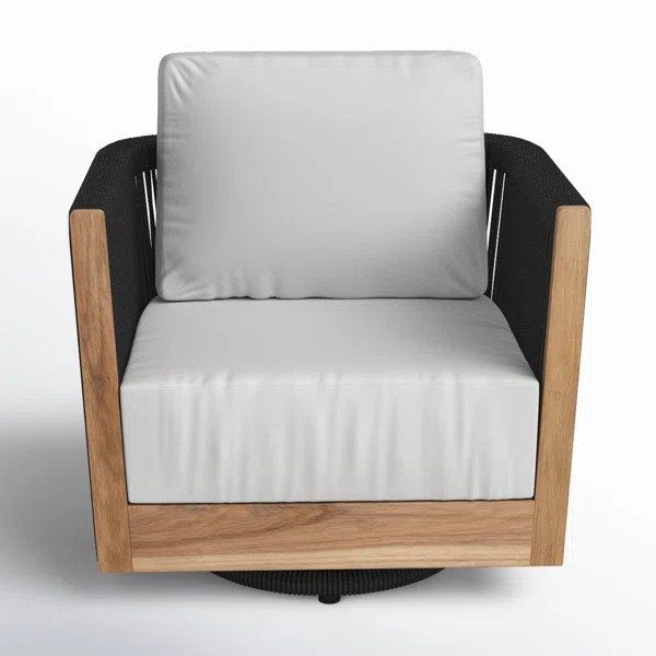 Aniston Teak Outdoor Swivel Patio Chair with Sunbrella Cushions | Joss & Main