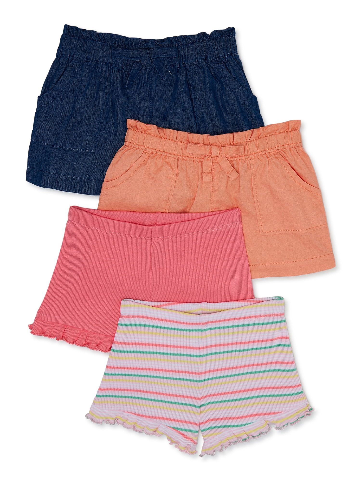Garanimals Baby Girl Ruffle Shorts Multipack, 4-Pack, Sizes 0-24 Months | Walmart (US)