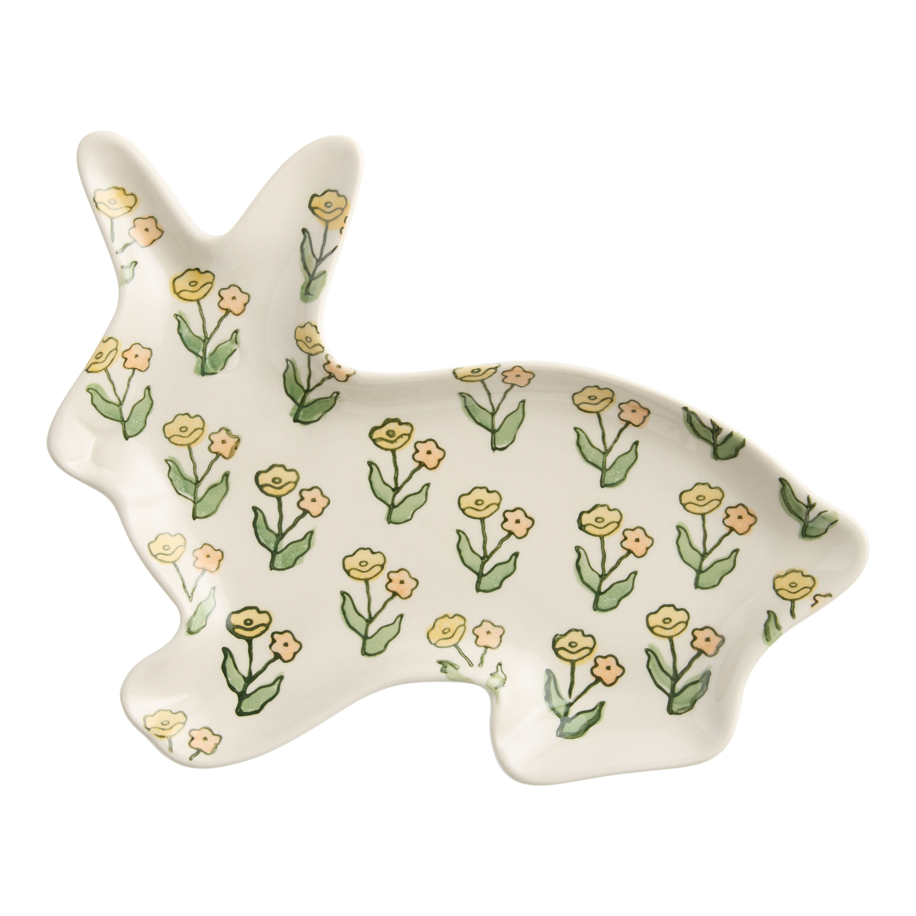 Flora Tulip Bunny Hand Painted Figural Salad Plate | World Market