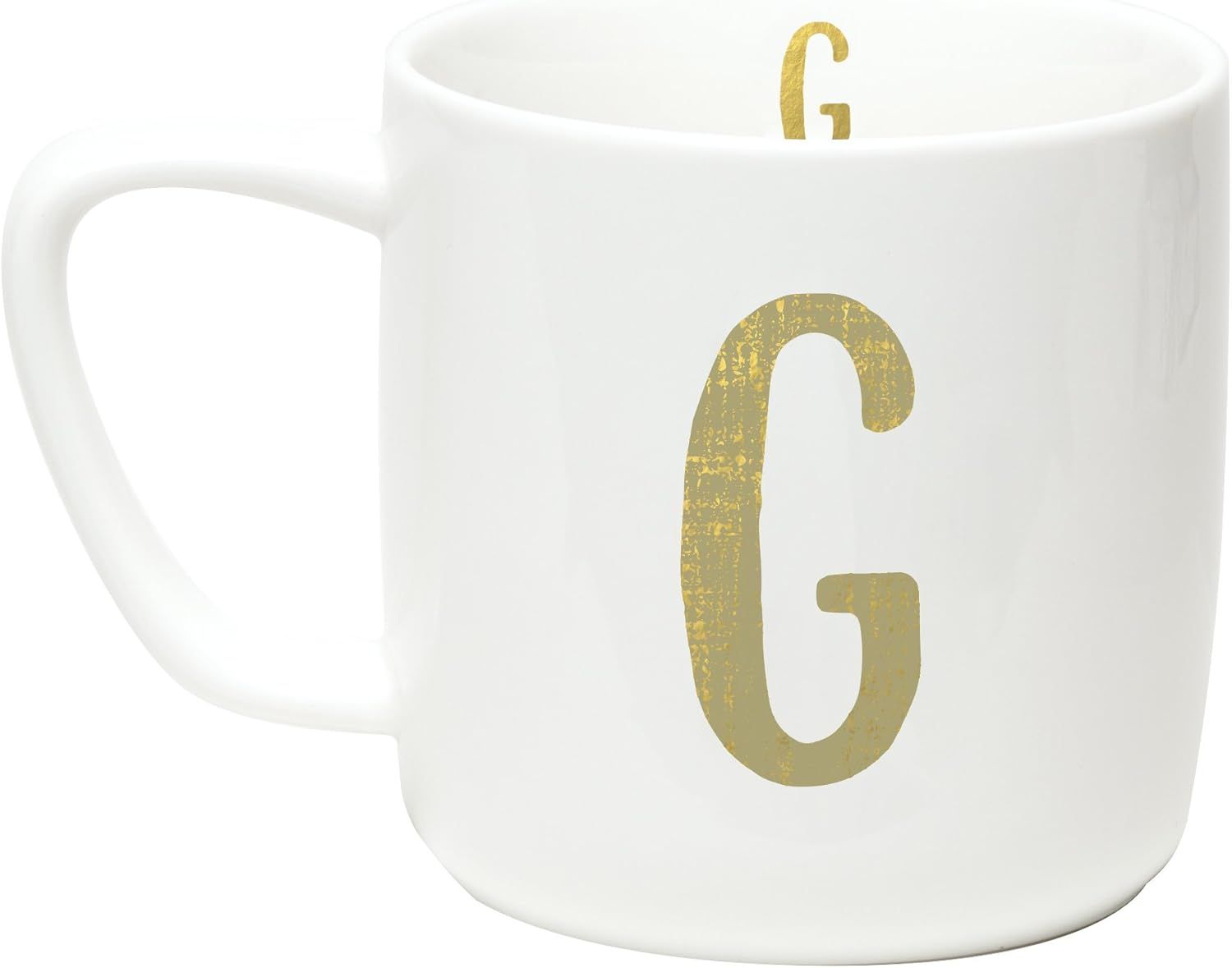 C.R. Gibson 12 ounce Porecelain Monogram Mug, Exterior & Interior Accented With Metallic Gold - G | Amazon (US)