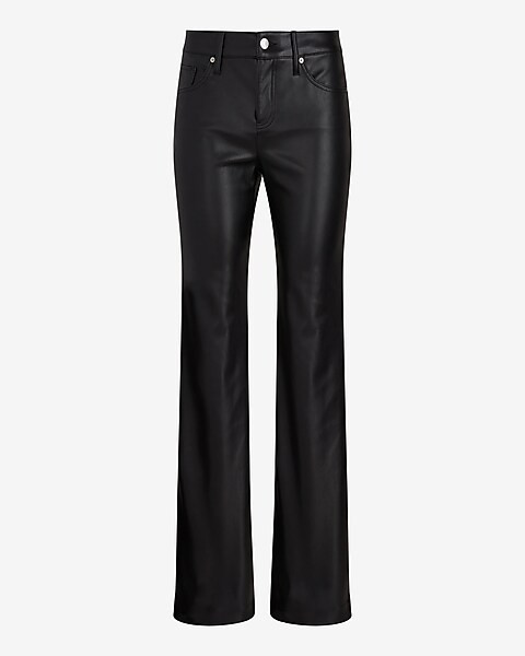 Mid Rise Faux Leather 70's Flare Pant | Express