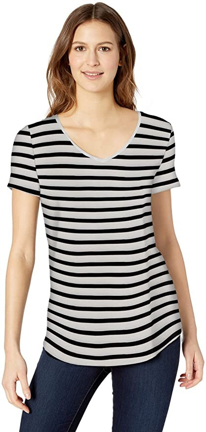 Amazon Essentials Women's Relaxed-Fit Short-Sleeve V-Neck Tunic | Amazon (US)