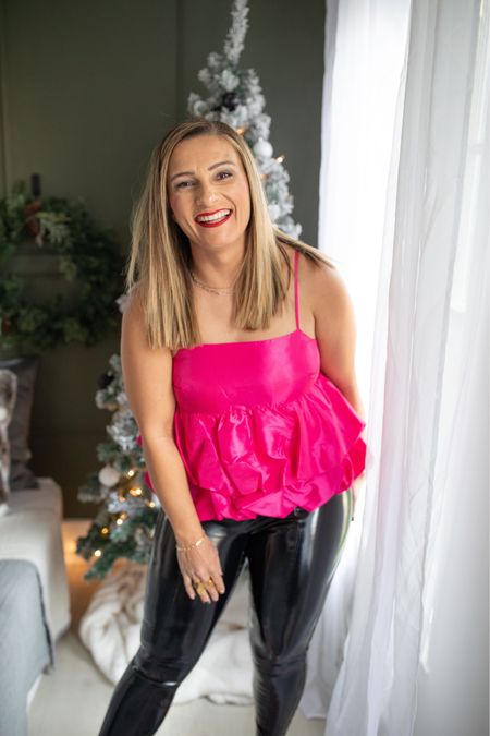 Don’t feel like the holidays are only green and red, wear the pink and faux leather too! 

I always size up in the Spanx leggings and am in a Large and this top from Target is perfect for your holiday party! I’m in a Medium and she’s TTS.

#LTKSeasonal #LTKcurves #LTKHoliday