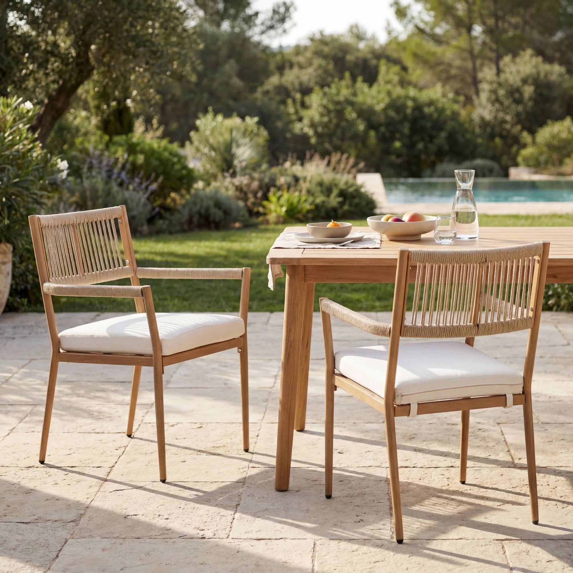 Rope Patio Dining Chairs, Metal Frame Outdoor Seating (Set of 2) | Wayfair North America