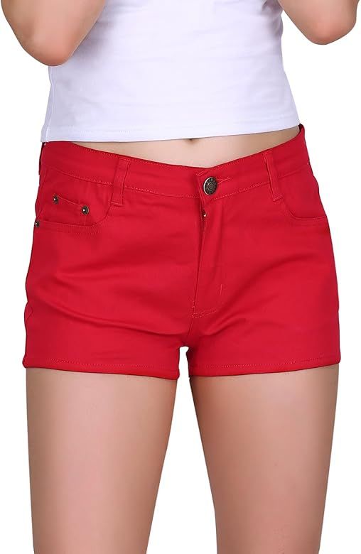 HDE Women's Solid Color Ultra Stretch Fitted Low Rise Moleton Denim Booty Shorts | Amazon (US)