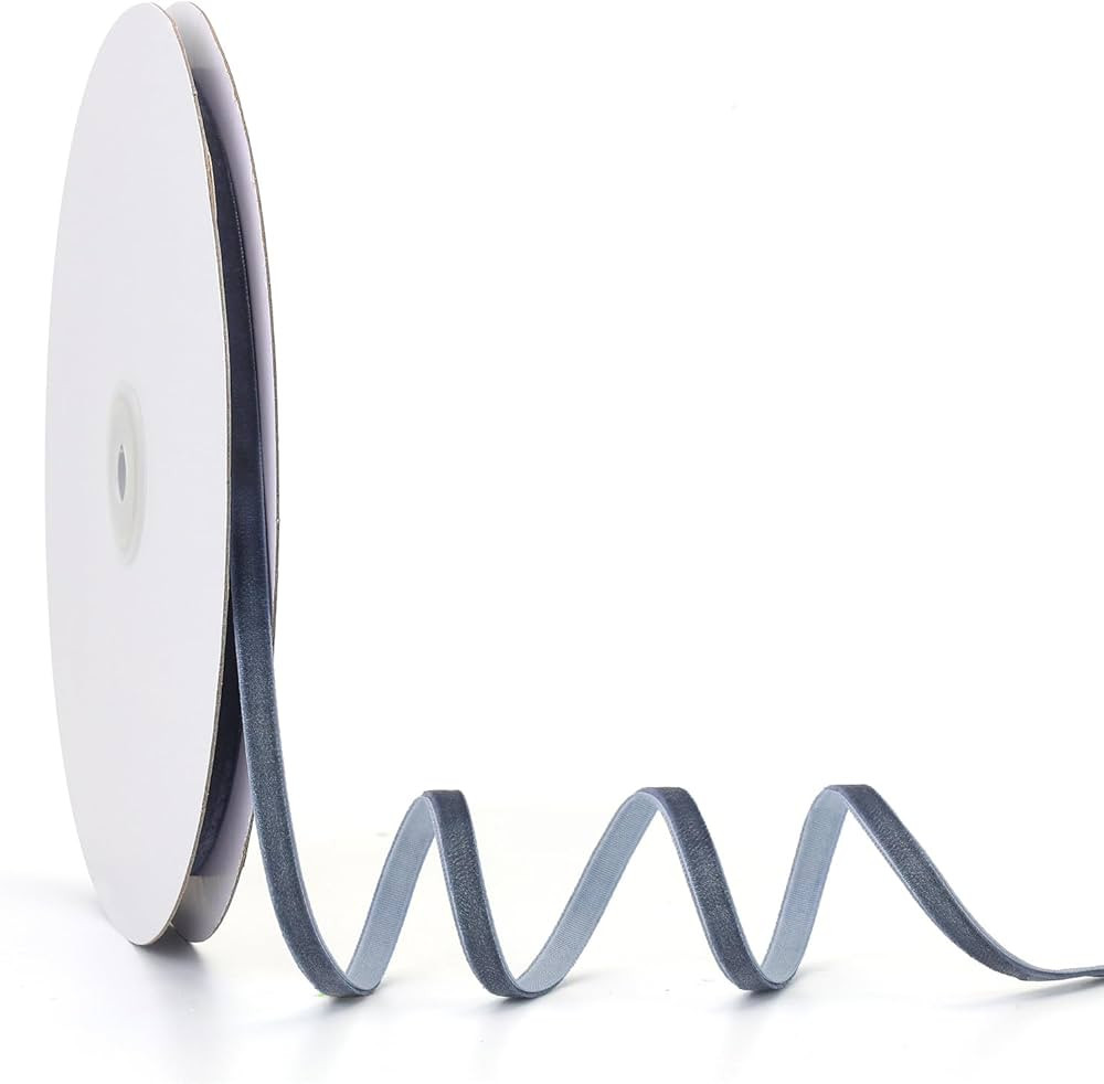 Jeuhoue Velvet Ribbon Dark Dusty Blue,1/4 Inch x 20Yd,Perfect for Christmas Gift Wrapping,Floral ... | Amazon (US)