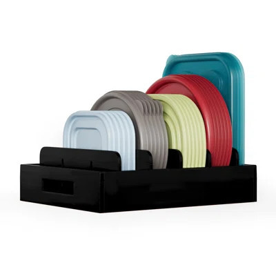 Bamboo Lid Organizer â Kitchen Pantry Lid Holder with 5 Adjustable Dividers for Cabinets, Food Storage Container Organization | Wayfair North America