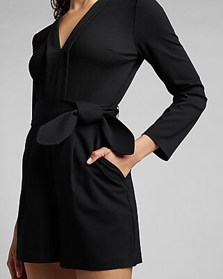Tailored Tie Waist Romper | Express
