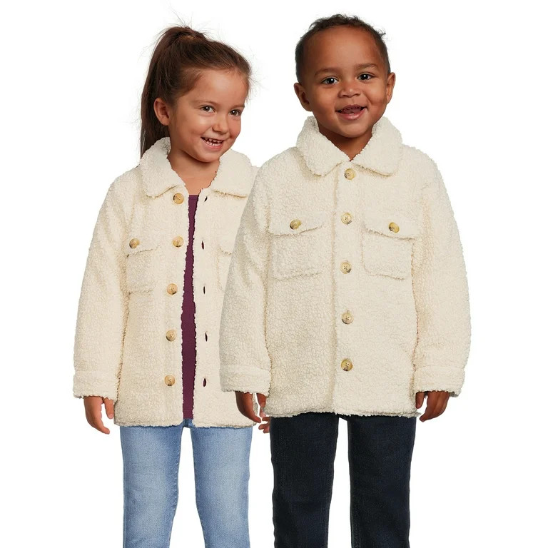 Wonder Nation Toddler Faux Sherpa Shacket, Sizes 12M-5T | Walmart (US)