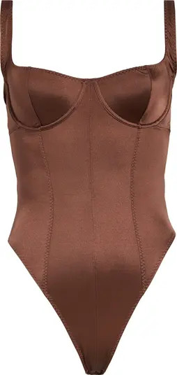 SKIMS Stretch Satin Underwire Thong Bodysuit | Nordstrom | Nordstrom