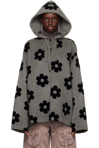 Acne Studios - Gray Flower Hoodie | SSENSE