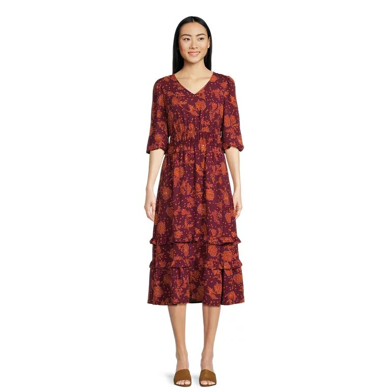 The Pioneer Woman Mixed Print Ruffle Maxi Dress, Women's | Walmart (US)
