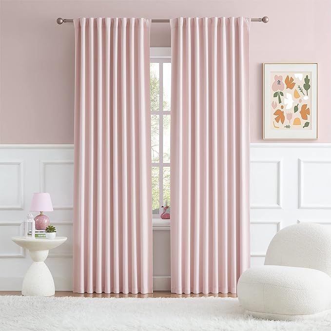 DUALIFE Cute Pink Room Darkenig Curtains 90 Inches Long - Rose Blush Curtains Blackout Pastel Pin... | Amazon (US)