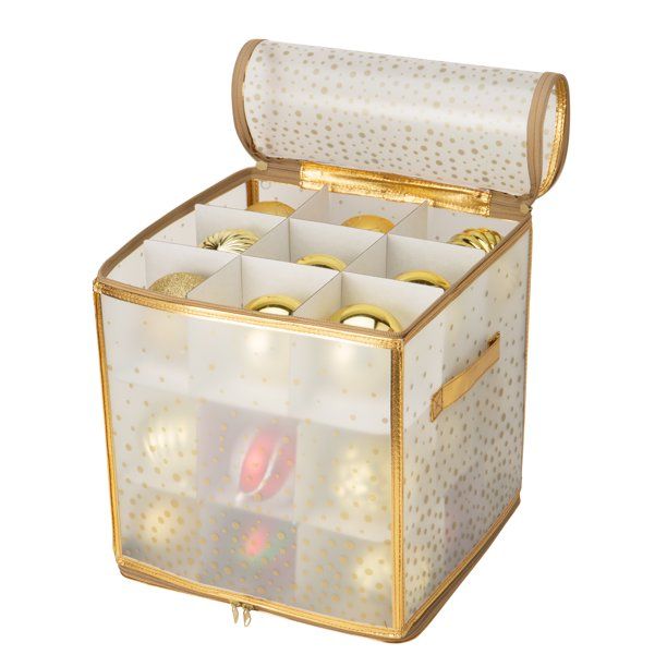 Simplify 27-Count Christmas Holiday Ornament Organizer in Gold Printed PP - Walmart.com | Walmart (US)