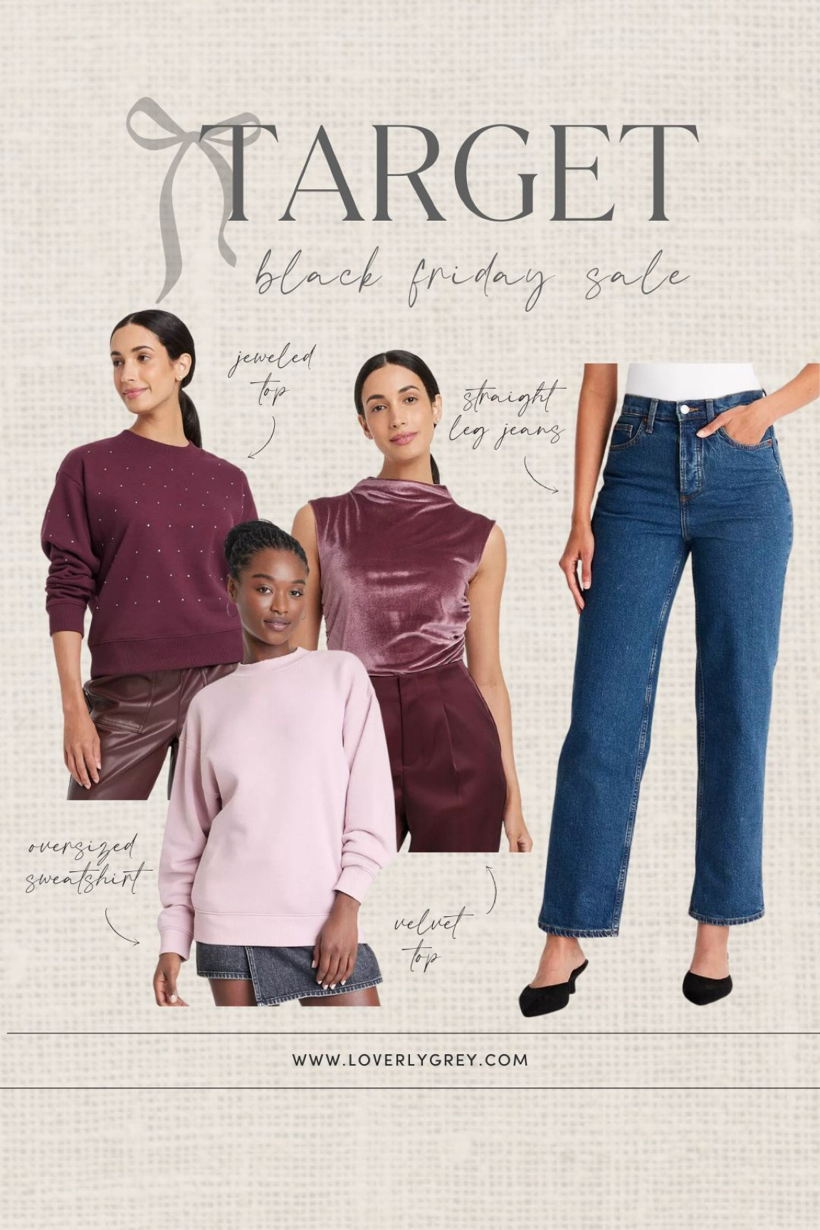 Target Black Friday sale finds. These straight leg jeans and embellished sweatshirt are perfect for a casual holiday look. Loverly Grey, Black Friday 

#LTKStyleTip #LTKSeasonal #LTKSaleAlert