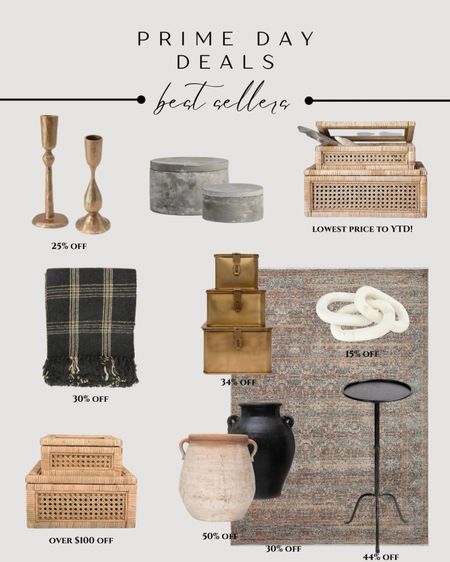 Prime day home decor. Rustic
Home decor. Rattan stacking boxes rustic. Vintage rug oriental. Black side table. Rustic vase. Couch throw. Brass candle holders vintage. Marble chain. 

#LTKhome #LTKsalealert #LTKxPrime
