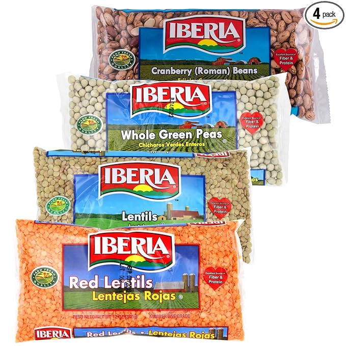 Iberia Dry Beans Variety Pack: Dry Lentils 12 oz, Red Lentils 12 oz, Roman Cranberry Beans 12 oz,... | Amazon (US)