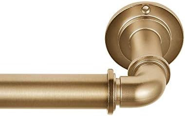 MODE Industrial Room Darkening Decorative Curtain Rod Set - 36 to 72 in, Gold | Amazon (US)