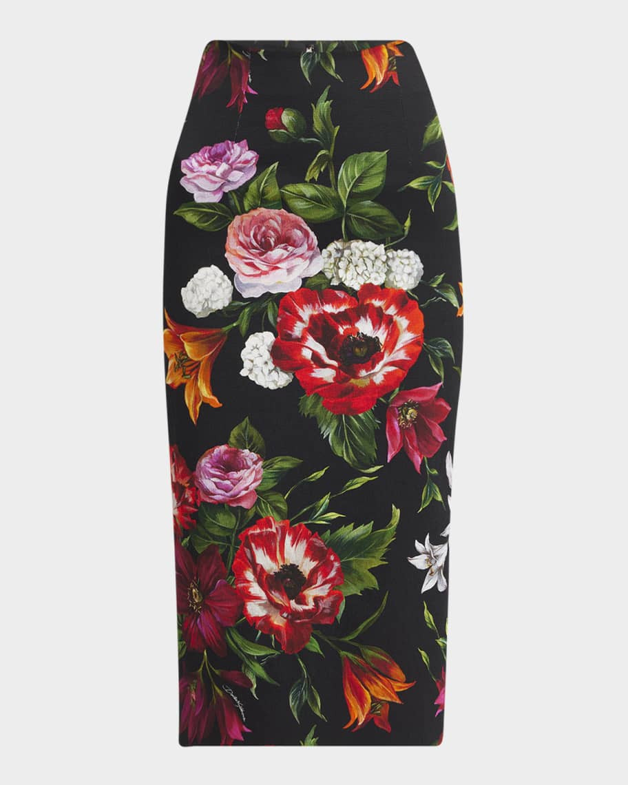Dolce&Gabbana Stanemoni Gigli Floral Midi Skirt | Neiman Marcus