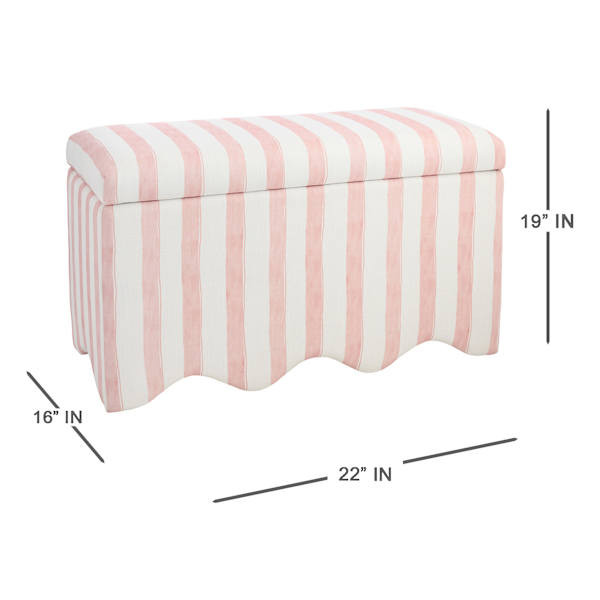 Scallop Storage Bench, Pink Stripe | At Home