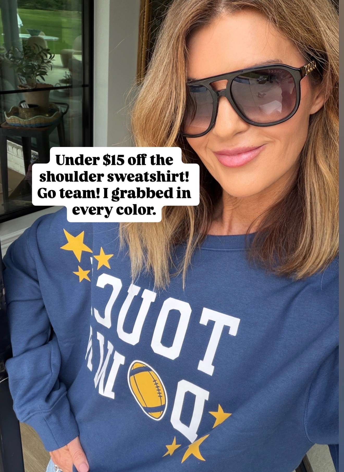 I sized up to a large touchdown sweatshirt