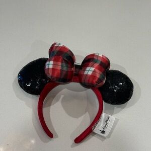 Disney Red and Black Plaid Bow Sequin Ears | Poshmark