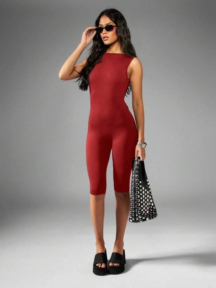 MISSGUIDED Sleeveless Capri Length Unitard Bodycon Jumpsuit Form Fitting Dance Performance Costume Party Festival Apparel | SHEIN