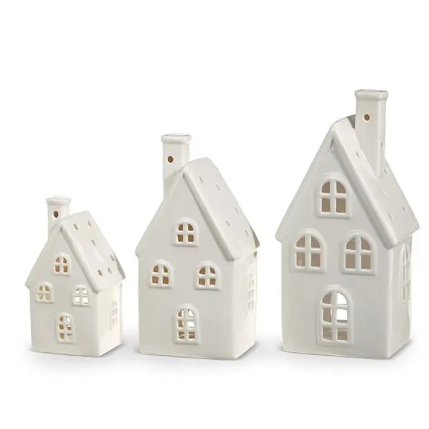 Chic Ceramic Village House Collection Set of 3 | Antique Farm House
