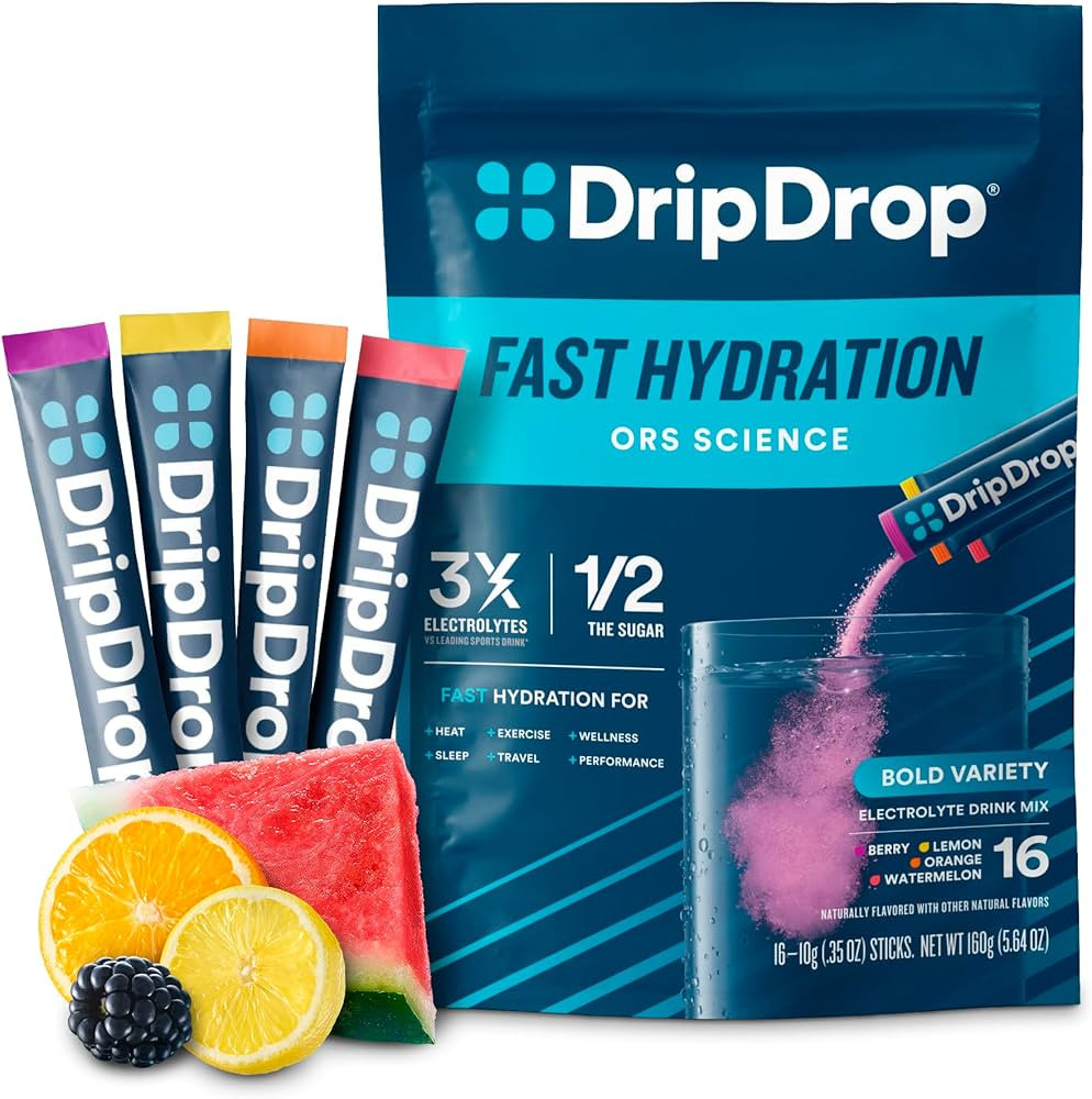 DripDrop Hydration - Bold Variety Pack - Electrolyte Drink Mix Single Serve Powder Packets - Wate... | Amazon (US)