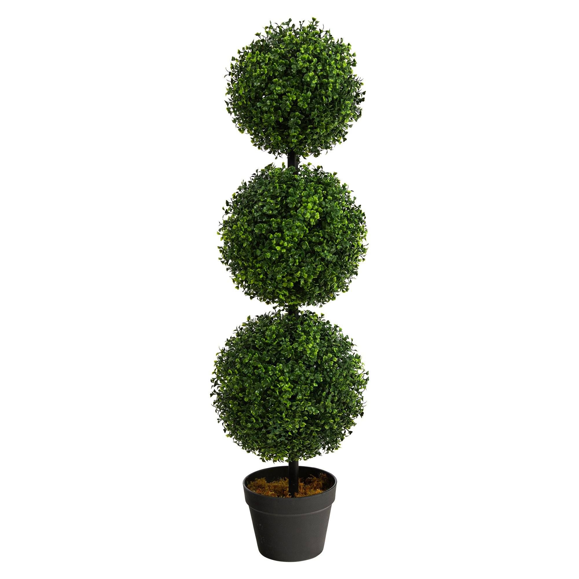 3’ Boxwood Triple Ball Topiary Artificial Tree (Indoor/Outdoor) | Nearly Natural | Nearly Natural